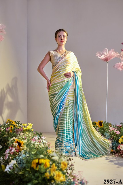 Elegant Satin Digital Print Saree – Spring Aura - Image 2