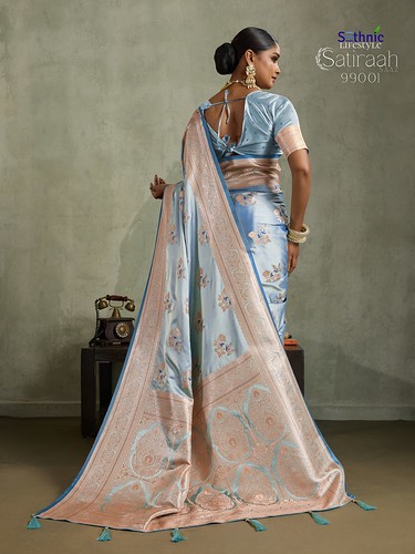 Satin Silk With Banarasi Zari Woven with Butta Concept & Rich Pallu, Meenakari in Border, Butta & Pallu - Image 2